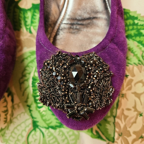 ELIE TAHARI π Lucille Ballet Flats in Grape Jelly purple suede LEATHER - Picture 4 of 16